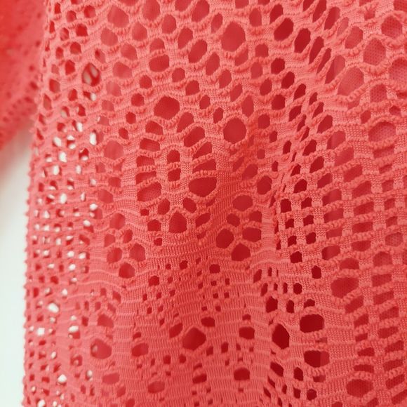 Colorful Mesh Lace Tunic Top 2X Plus Orange Coral Lined - Picture 2 of 9
